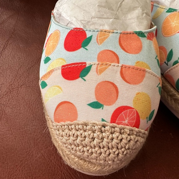 ✨ NIB Cole Haan Citrus Fruit Espadrille Wedge Sandals – Oxford Blue, Size 10.5B - Picture 4 of 11